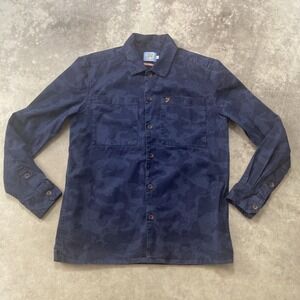 Farah Shirt Womens Size XS Blue Overshirt Button Up Casual Heavyweight Camo